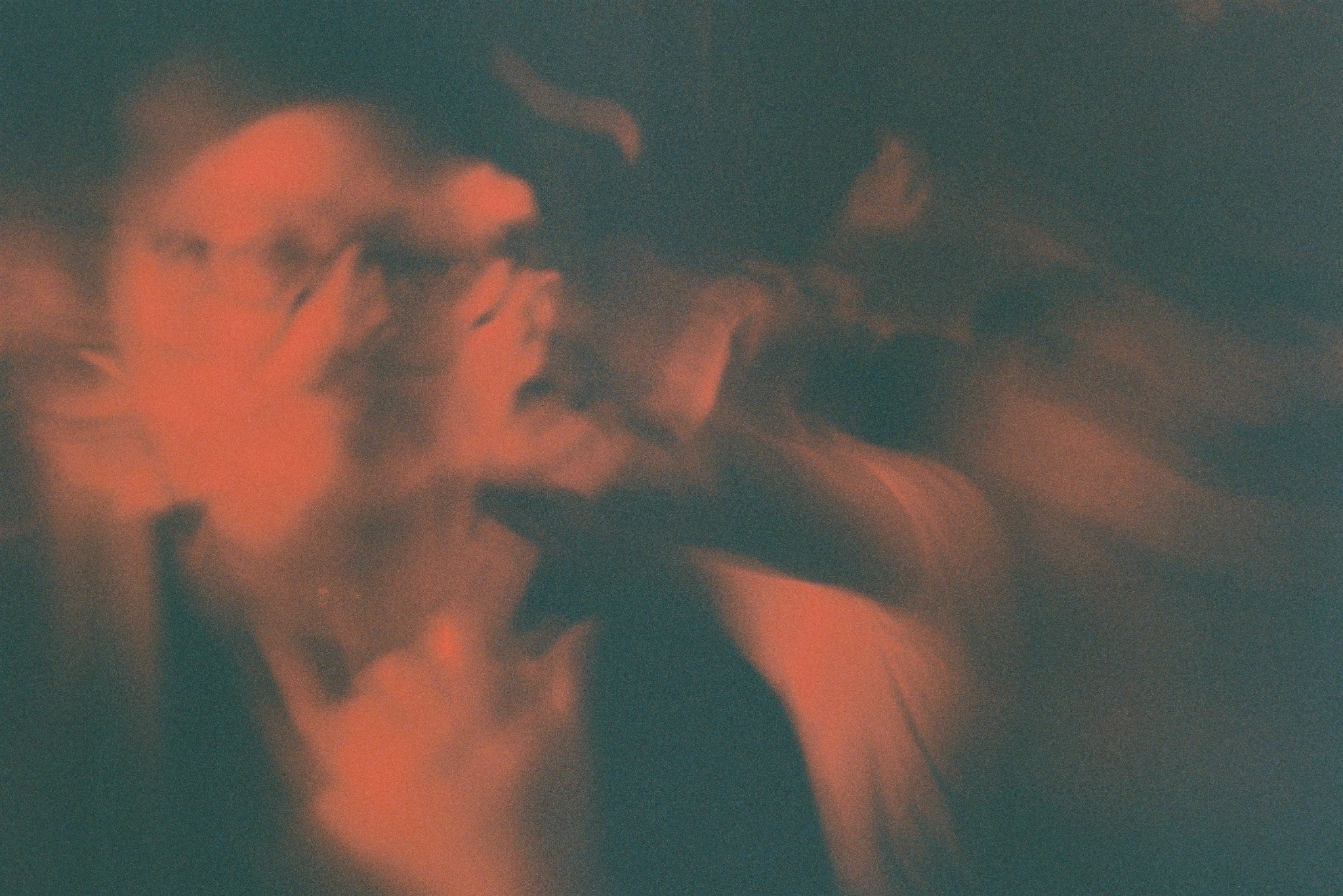 Warm abstract streaks of light photographed on film